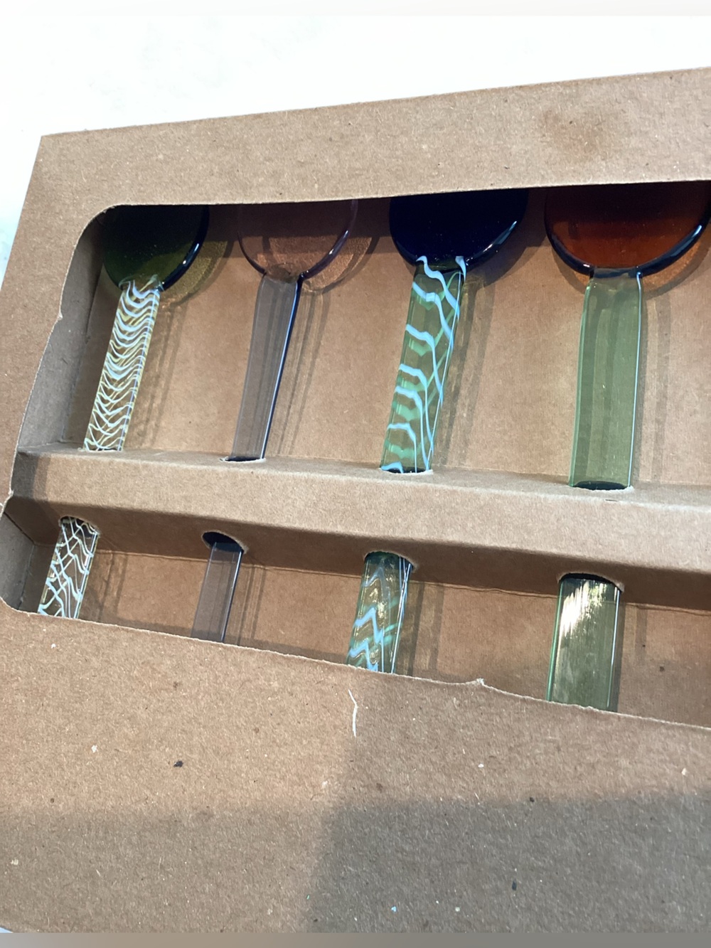 Anthropologie Glass Straight Spoons Set of 6 New Colorful - Picture 4 of 6